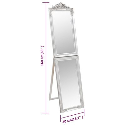 vidaXL Espelho de pé 40x160 cm prateado