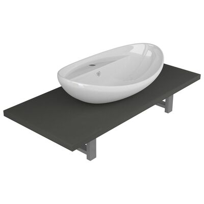 vidaXL Conjunto de móveis de casa banho 2 peças cerâmica cinzento