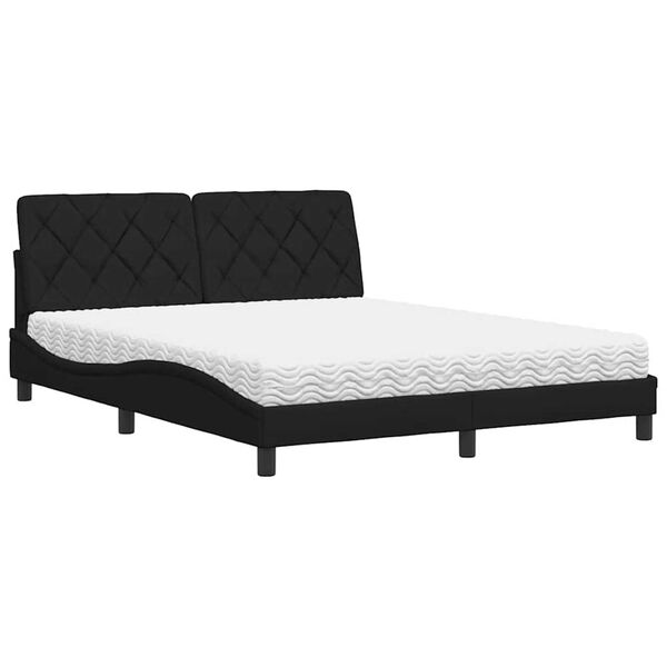 vidaXL Cama com colch&atilde;o 160x200 cm tecido preto
