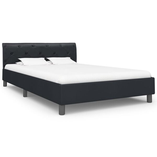 vidaXL Estrutura de cama 140x200 cm couro artificial preto