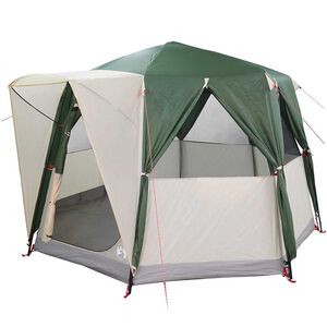 vidaXL Barraca Cabana com telhado Verde e Branco 320 x 320 x 203 cm