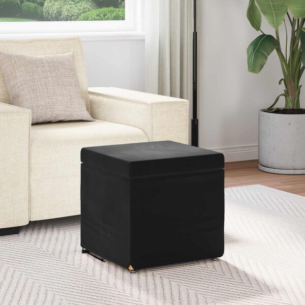 vidaXL Banqueta Preto 41 x 41 x 40 cm Veludo e Madeira de Engenharia