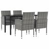 vidaXL 5pcs conjunto de jantar para jardim vime PE e a&ccedil;o cinza e preto