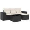 vidaXL 5 pcs conjunto sof&aacute;s de jardim com almofad&otilde;es vime PE preto