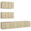 vidaXL 4pcs conjunto de m&oacute;veis de TV derivados madeira carvalho sonoma