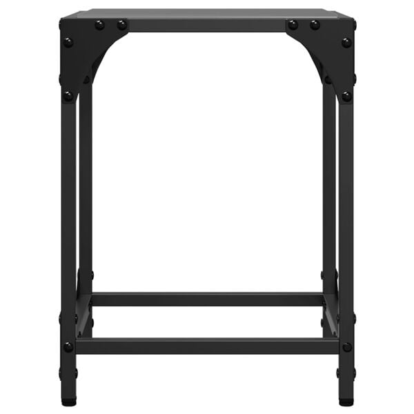 vidaXL Mesa de centro com topo em vidro preto 30x30x40 cm a&ccedil;o