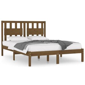 vidaXL Estrutura de cama 200x200 cm pinho maci&ccedil;o castanho mel