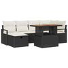 vidaXL Conjunto de Sof&aacute; de Jardim 7 unid. Preto vime PE