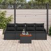 vidaXL Conjunto de Sof&aacute; de Jardim 5 pcs Preto vime PE
