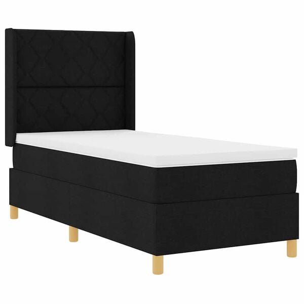 vidaXL Cama Box com colch&atilde;o com cabeceira Preto 140 x 200 cm tecido