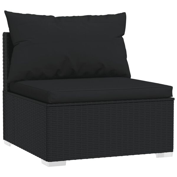 vidaXL 9 pcs conjunto lounge de jardim c/ almofad&otilde;es vime PE preto