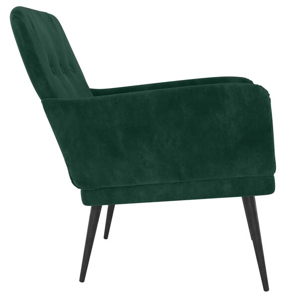 vidaXL Cadeira c/ apoio de bra&ccedil;os 62x79x79 cm veludo verde-escuro