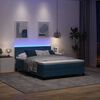 vidaXL Cama Box Spring LED com colch&atilde;o Azul Escuro 160 x 200 cm Veludo