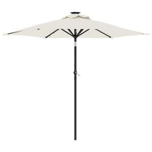 vidaXL Guarda-sol jardim c/ LEDs e poste de a&ccedil;o 225x225x212 cm branco