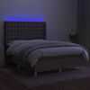 vidaXL Cama box spring colch&atilde;o/LED 140x200 cm tecido cinza-acastanhado