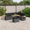 vidaXL 7 pcs conjunto de sof&aacute;s p/ jardim c/ almofad&otilde;es vime PE preto