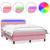 vidaXL Cama box spring c/ colch&atilde;o e LED 160x220 cm veludo rosa