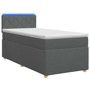 vidaXL Cama box spring com colch&atilde;o Cinzento-Escuro 100 x 200 cm Tecido
