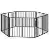 vidaXL Port&atilde;o para Cachorros 6 unid. Preto 80 x 60 cm A&ccedil;o Galvanizado