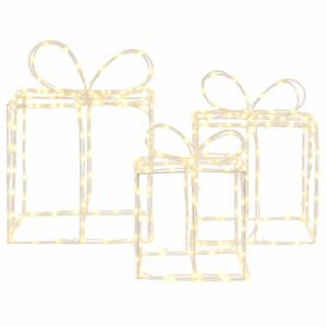 vidaXL Caixas de prendas de Natal com luzes LOVIISA 3 unid. 360 LED