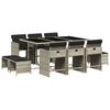 vidaXL 11 pcs conjunto jantar p/ jardim c/ almofad&otilde;es vime PE cinzento