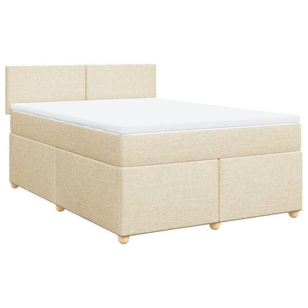 vidaXL Cama com molas/colchão 160x200 cm tecido cor creme