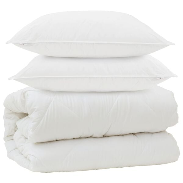 vidaXL Duvet com Travesseiros com travesseiro 3 pcs Branco Microfibra