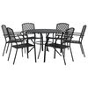 vidaXL Conj. cadeiras jardim encastrar 7pcs a&ccedil;o revestido p&oacute; antracite