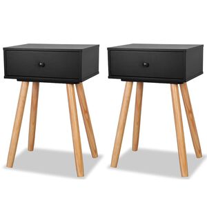 vidaXL Mesas de cabeceira 2 pcs pinho maci&ccedil;o 40x30x61 cm preto