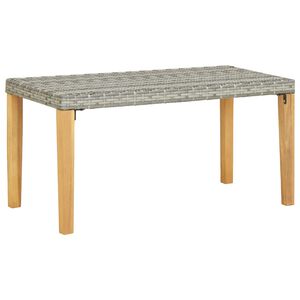 vidaXL Banco jardim 120 cm vime PE e madeira de ac&aacute;cia maci&ccedil;a cinzento