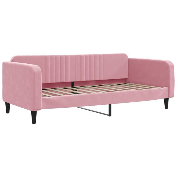 vidaXL Sof&aacute;-cama com colch&atilde;o 90x200 cm veludo rosa