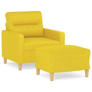 vidaXL Poltrona com apoio de p&eacute;s 60 cm tecido amarelo-claro