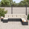 vidaXL Conjunto de Sof&aacute; de Jardim 9 pcs Preto e Creme Polirattan