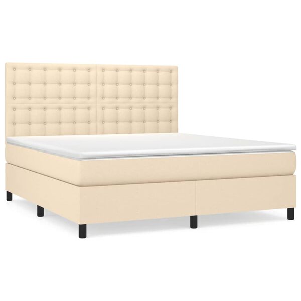 vidaXL Cama com molas/colch&atilde;o 180x200 cm tecido cor creme