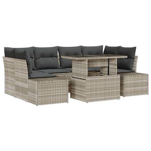 vidaXL Conjunto de Sof&aacute; de Jardim 7 pcs Cinza Claro e Cinza Escuro