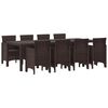 vidaXL Conjunto de Jantar para Jardim 9 unid. Castanho Polipropileno