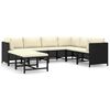 vidaXL 8 pcs conjunto lounge de jardim c/ almofad&otilde;es vime PE preto