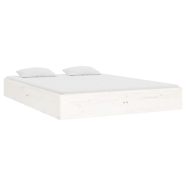 vidaXL Estrutura de cama 140x190 cm madeira maci&ccedil;a branco