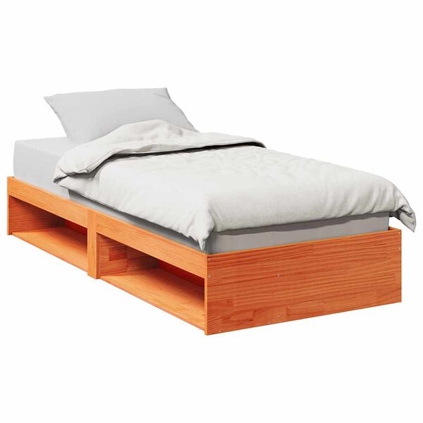 vidaXL Sof&aacute;-cama sem colch&atilde;o 90x190 cm pinho maci&ccedil;o castanho-mel