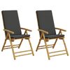 vidaXL Cadeiras jardim dobr&aacute;veis/reclin&aacute;veis c/ almofad&otilde;es 2 pcs bambu