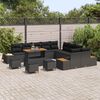 vidaXL Conjunto de Sof&aacute; de Jardim 14 pcs Preto vime PE