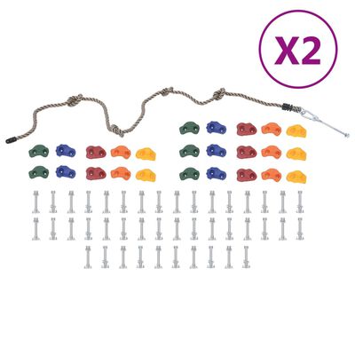 vidaXL Pedras de escalada com corda 50 pcs multicolorido