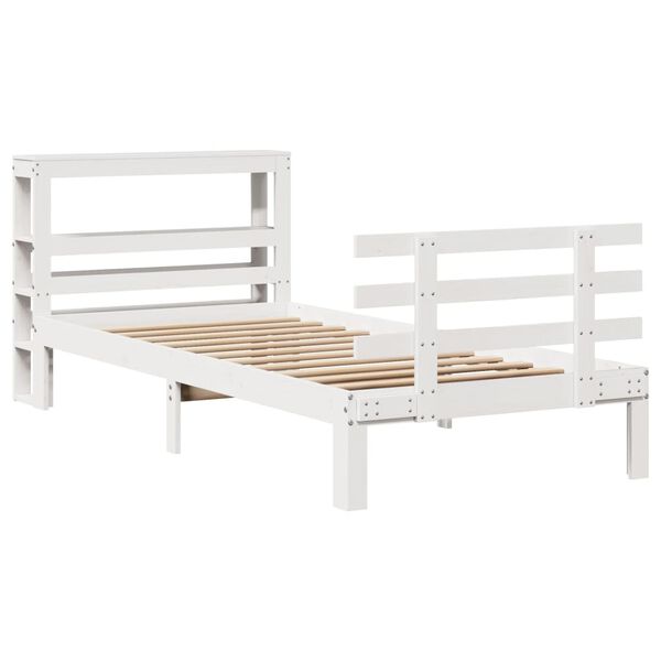 vidaXL Estrutura cama c/ cabeceira sem colch&atilde;o 90x190 cm branco