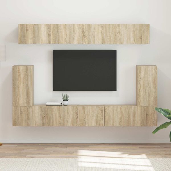 vidaXL Conjunto de m&oacute;vel de TV Montado na parede 5 pcs Carvalho Sonoma