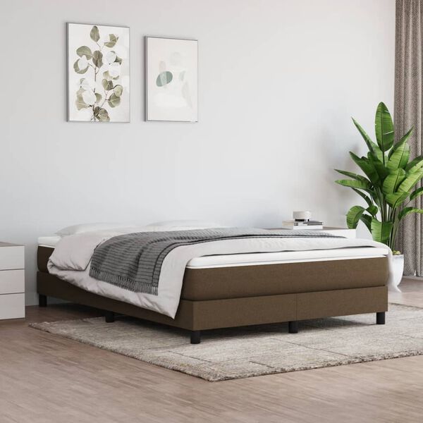 vidaXL Cama com molas/colchão 140x190 cm tecido castanho-escuro