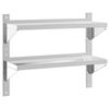 vidaXL Estante parede 2 prateleiras 75x23,5x60 cm a&ccedil;o inoxid&aacute;vel prata