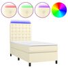 vidaXL Cama box spring c/ colch&atilde;o/LED 90x190 cm couro artificial creme