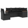vidaXL 5 pcs conjunto sof&aacute;s de jardim com almofad&otilde;es vime PE preto