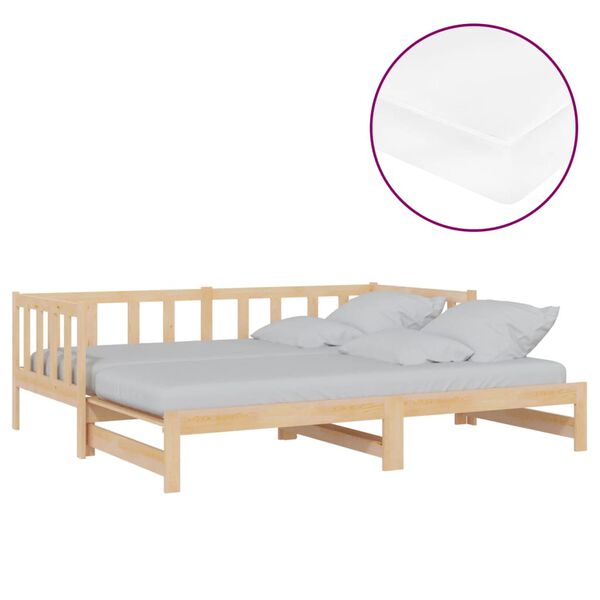 vidaXL Estrutura sof&aacute;-cama de puxar 2x(90x200) cm pinho maci&ccedil;o
