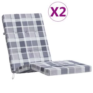 vidaXL Almofad&otilde;es p/ cadeira terra&ccedil;o 2 pcs tecido oxford xadrez cinza